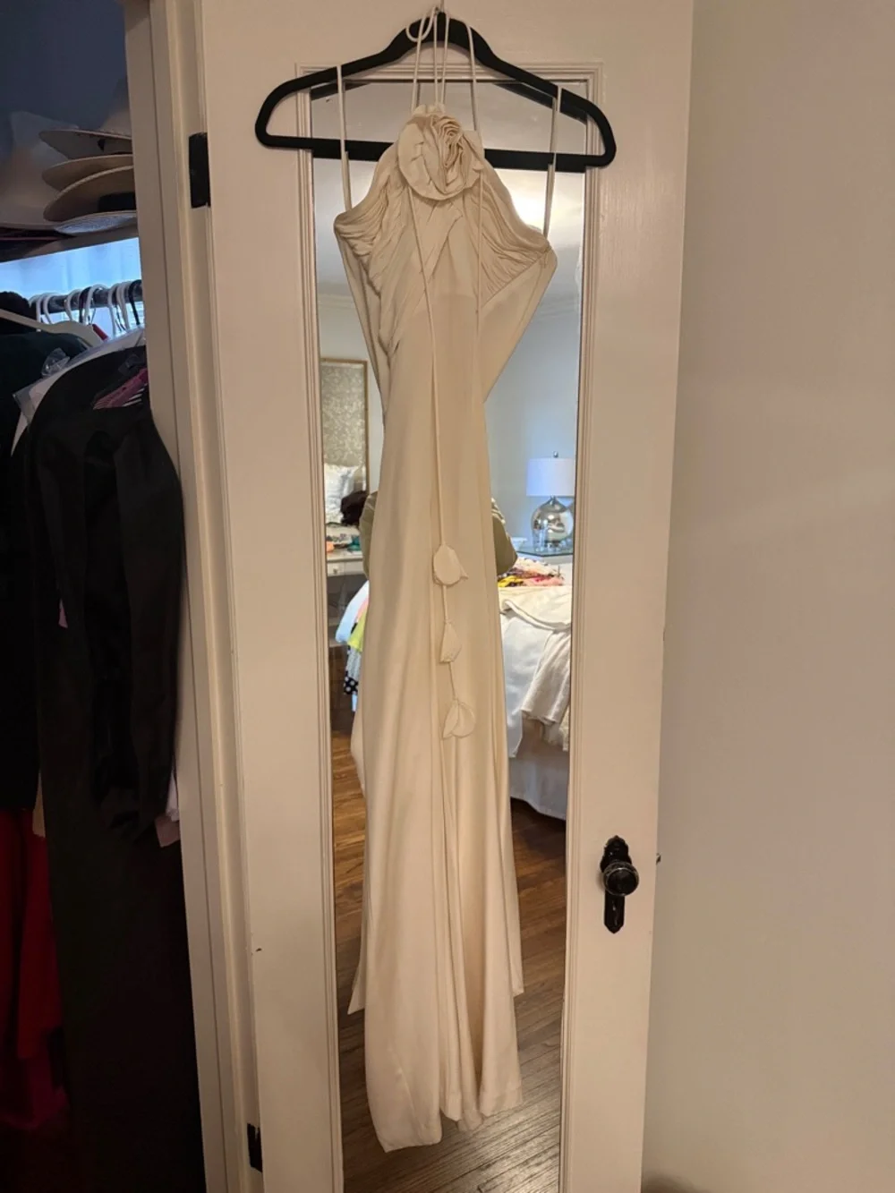 Alexis Cream Halter Jumpsuit with Rosette Detail - Picture 3 of 5
